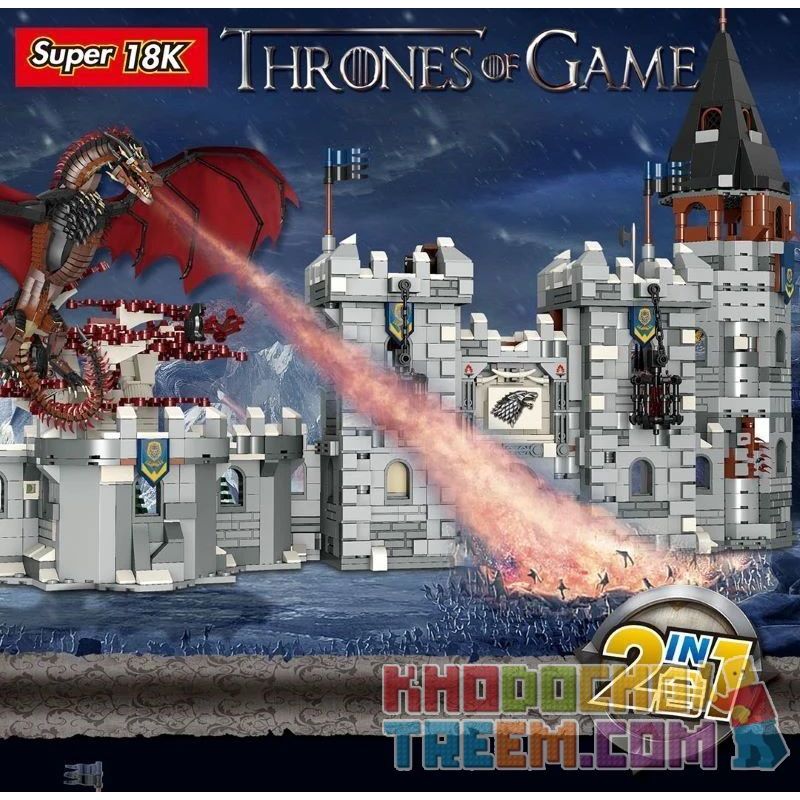 SUPER 18K K101 non  THÀNH PHỐ MÙA ĐÔNG bộ đồ chơi xếp lắp ráp ghép mô hình Game Of Thrones GAME OF THRONES WINTERFELL Trò Chơi Vương Quyền 2217 khối