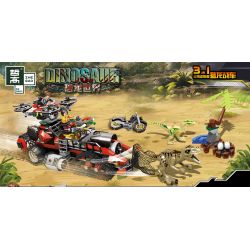 ZHEGAO QL1713 1713 non  CỖ XE SĂN RỒNG BA TRONG MỘT bộ đồ chơi xếp lắp ráp ghép mô hình Jurassic World DINOSAUR Thế Giới Khủng Long 617 khối