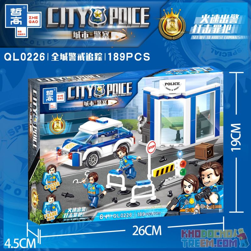 ZHEGAO QL0226 0226 non  THEO DÕI CẢNH BÁO TOÀN THÀNH PHỐ 4 MÔ HÌNH bộ đồ chơi xếp lắp ráp ghép mô hình Police CITY POLICE Cảnh Sát 776 khối