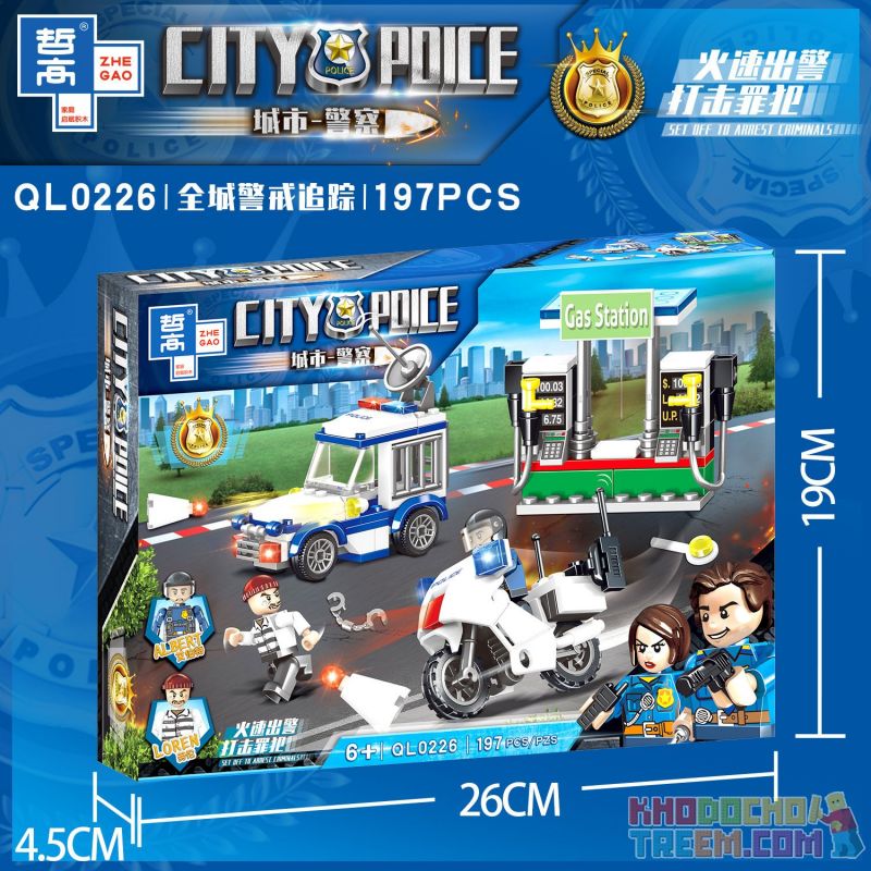 ZHEGAO QL0226 0226 non  THEO DÕI CẢNH BÁO TOÀN THÀNH PHỐ 4 MÔ HÌNH bộ đồ chơi xếp lắp ráp ghép mô hình Police CITY POLICE Cảnh Sát 776 khối