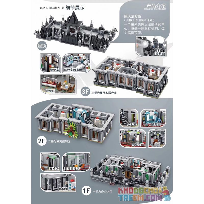 PanlosBrick 613002 Panlos Brick 613002 non  CƠ SỞ ĐIỀU TRỊ ĐIÊN CUỒNG bộ đồ chơi xếp lắp ráp ghép mô hình Creator LUNATIC HOSPITAL Sáng Tạo 7527 khối