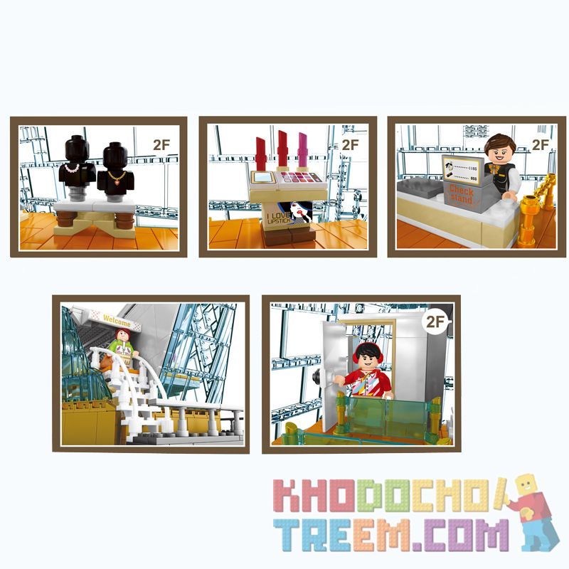 SEMBO 601099 non  SINGAPORE LV CỬA HÀNG ĐẦU PHIÊN BẢN CHIẾU SÁNG TRANG SỨC QUẦN ÁO bộ đồ chơi xếp lắp ráp ghép mô hình Creator Sáng Tạo 2531 khối