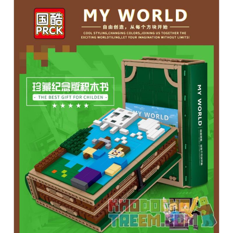 PRCK 63048 non Lego SÁCH PHIÊN BẢN KỶ NIỆM BỘ SƯU TẬP MINECRAFT bộ đồ chơi xếp lắp ráp ghép mô hình MY WORLD Game Xây Dựng 1436 khối