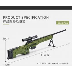PanlosBrick 670001 Panlos Brick 670001 non  SÚNG BẮN TỈA AWM bộ đồ chơi xếp lắp ráp ghép mô hình Military Army AWM SNIPER RIFLE Quân Sự Bộ Đội 1315 khối