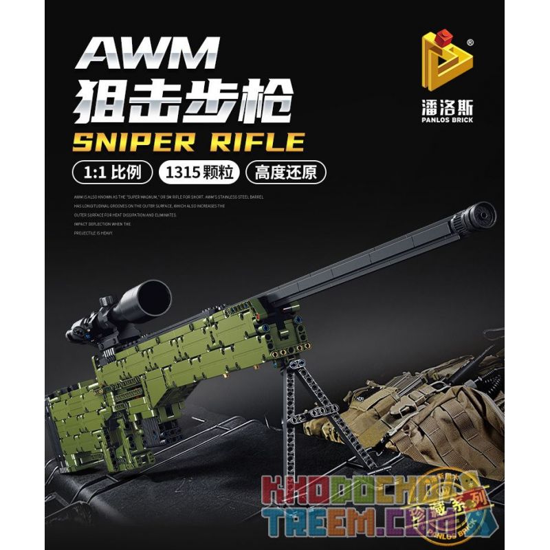 PanlosBrick 670001 Panlos Brick 670001 non  SÚNG BẮN TỈA AWM bộ đồ chơi xếp lắp ráp ghép mô hình Military Army AWM SNIPER RIFLE Quân Sự Bộ Đội 1315 khối