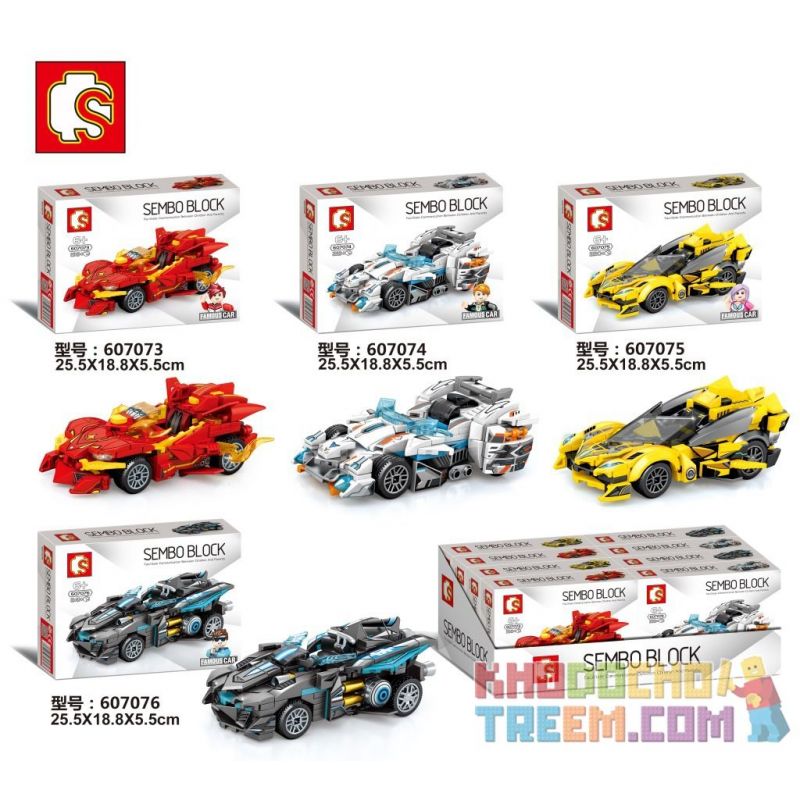 SEMBO 607073 607074 607075 607076 non Lego 4 XE HẠNG SANG THỂ THAO MINI bộ đồ chơi xếp lắp ráp ghép mô hình Speed Champions Racing Cars FAMOUS CAR Đua Xe Công Thức 879 khối