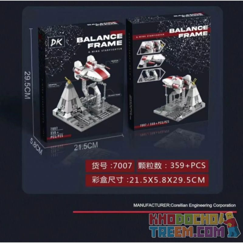 DK 7007 non  MÁY BAY CHIẾN ĐẤU A-WING GIMBAL CĂNG THẲNG bộ đồ chơi xếp lắp ráp ghép mô hình Star Wars BALANCE FRAME A-WING STARFIGHTER Chiến Tranh Giữa Các Vì Sao 359 khối