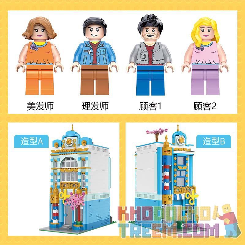 HAPPY BUILD YC-20005 20005 YC20005 non  TIỆM HỚT TÓC bộ đồ chơi xếp lắp ráp ghép mô hình Creator VITAGE MODE Sáng Tạo 1748 khối