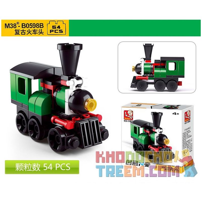 SLUBAN M38 non  4 LOẠI TÀU ĐIỆN NGẦM CỔ ĐIỂN MÀU CAM ĐẦU MÁY XE LỬA XANH TAXI HỒNG KÔNG ĐỎ BUÝT bộ đồ chơi xếp lắp ráp ghép mô hình Creator Sáng Tạo 214 khối