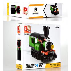 SLUBAN M38 non  4 LOẠI TÀU ĐIỆN NGẦM CỔ ĐIỂN MÀU CAM ĐẦU MÁY XE LỬA XANH TAXI HỒNG KÔNG ĐỎ BUÝT bộ đồ chơi xếp lắp ráp ghép mô hình Creator Sáng Tạo 214 khối