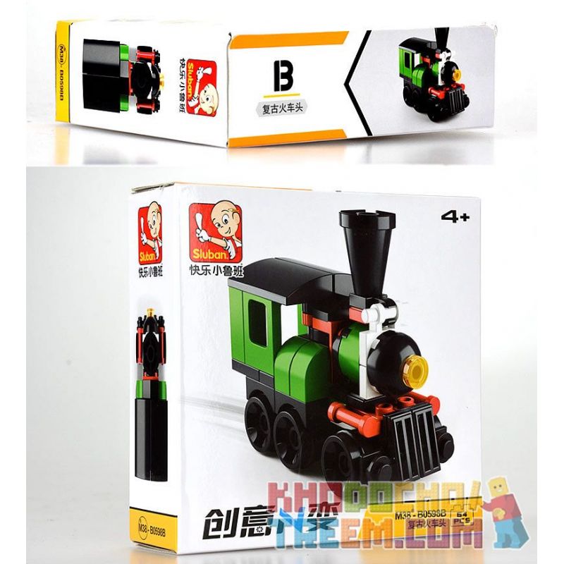 SLUBAN M38 non  4 LOẠI TÀU ĐIỆN NGẦM CỔ ĐIỂN MÀU CAM ĐẦU MÁY XE LỬA XANH TAXI HỒNG KÔNG ĐỎ BUÝT bộ đồ chơi xếp lắp ráp ghép mô hình Creator Sáng Tạo 214 khối