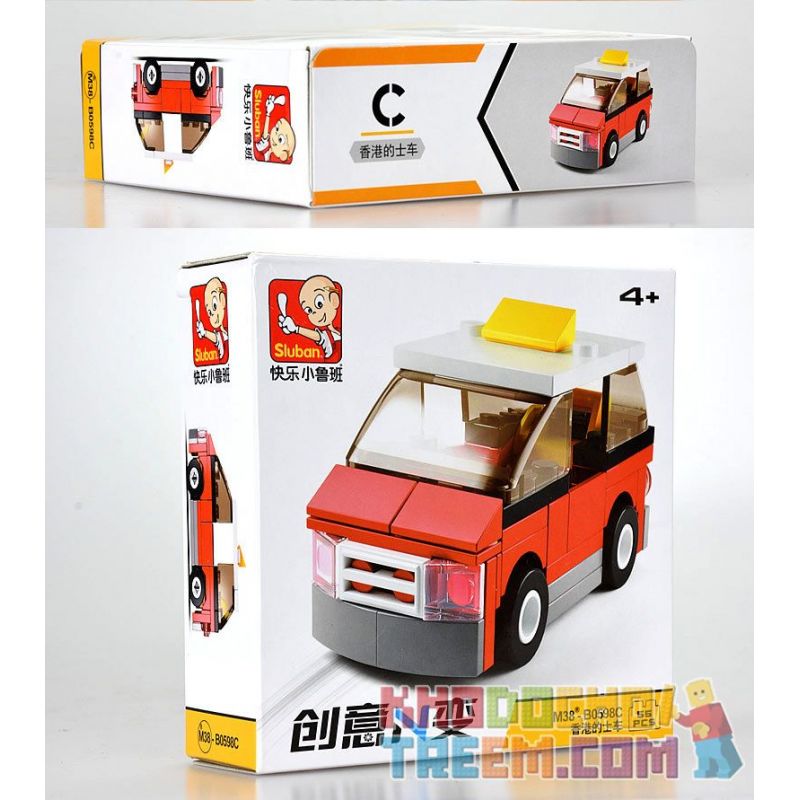 SLUBAN M38 non  4 LOẠI TÀU ĐIỆN NGẦM CỔ ĐIỂN MÀU CAM ĐẦU MÁY XE LỬA XANH TAXI HỒNG KÔNG ĐỎ BUÝT bộ đồ chơi xếp lắp ráp ghép mô hình Creator Sáng Tạo 214 khối