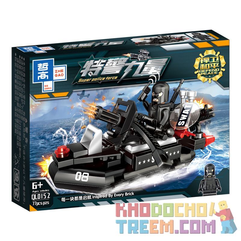 ZHEGAO QL0152 0152 non  TRANG BỊ ĐẦY ĐỦ ĐỂ BẢO VỆ HÒA BÌNH 8 PHONG CÁCH bộ đồ chơi xếp lắp ráp ghép mô hình Super Police Force Siêu Cảnh Sát 597 khối