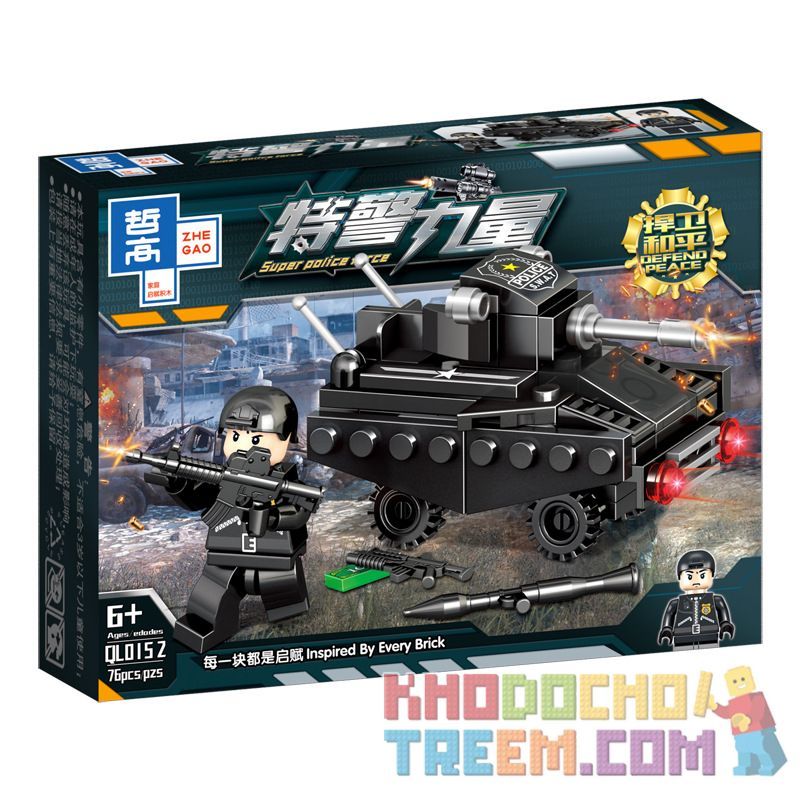 ZHEGAO QL0152 0152 non  TRANG BỊ ĐẦY ĐỦ ĐỂ BẢO VỆ HÒA BÌNH 8 PHONG CÁCH bộ đồ chơi xếp lắp ráp ghép mô hình Super Police Force Siêu Cảnh Sát 597 khối
