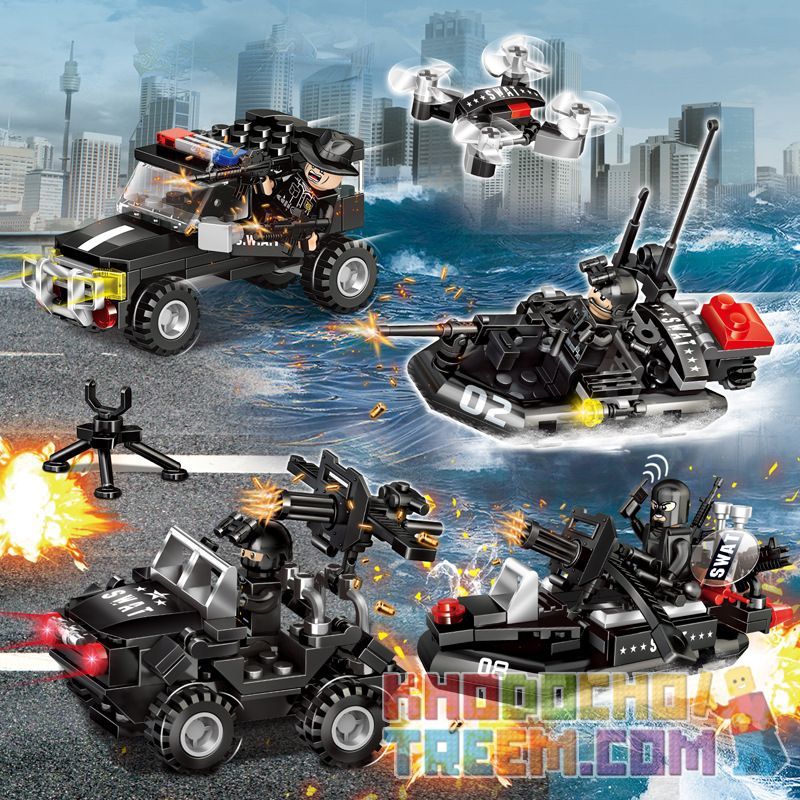 ZHEGAO QL0152 0152 non  TRANG BỊ ĐẦY ĐỦ ĐỂ BẢO VỆ HÒA BÌNH 8 PHONG CÁCH bộ đồ chơi xếp lắp ráp ghép mô hình Super Police Force Siêu Cảnh Sát 597 khối