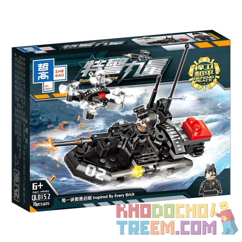 ZHEGAO QL0152 0152 non  TRANG BỊ ĐẦY ĐỦ ĐỂ BẢO VỆ HÒA BÌNH 8 PHONG CÁCH bộ đồ chơi xếp lắp ráp ghép mô hình Super Police Force Siêu Cảnh Sát 597 khối