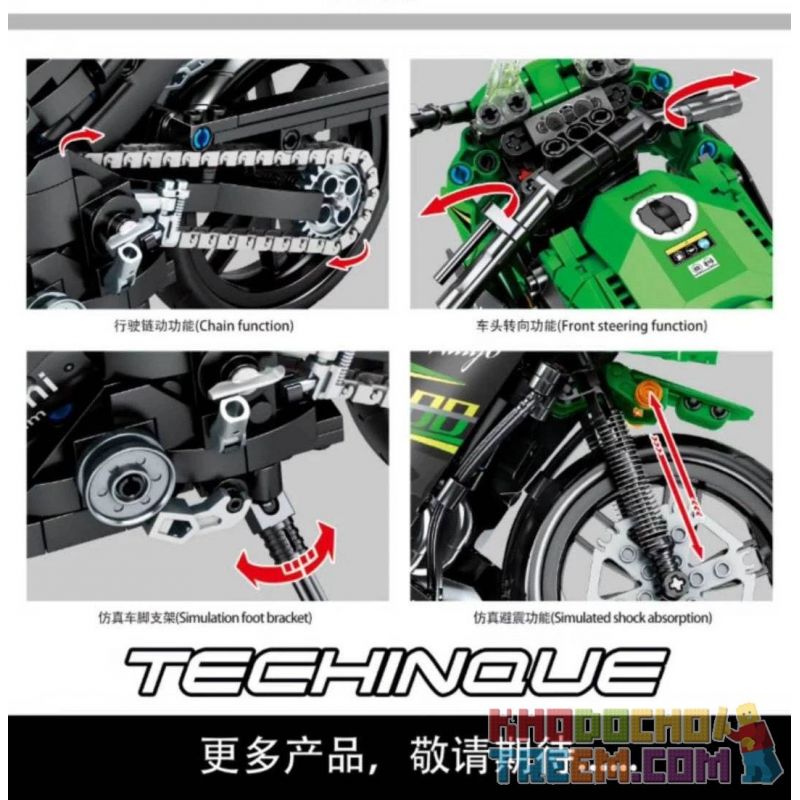 SEMBO 701805 non  KAKAWAKASAKI NARREN 400. bộ đồ chơi xếp lắp ráp ghép mô hình  TECHINQUE KAWASAKI NINJA 400 Kỹ Thuật Công Nghệ Cao Mô Hình Phương Tiện 862 khối