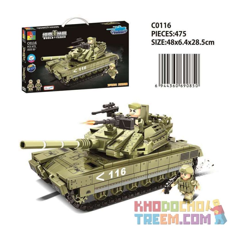 WOMA C0116 0116 non Lego XE TĂNG CHIẾN ĐẤU CHỦ LỰC MERKAVA MK-4 bộ đồ chơi xếp lắp ráp ghép mô hình Military Army WORLD TANKS Quân Sự Bộ Đội 475 khối