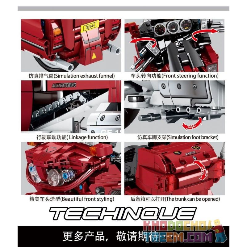 SEMBO 701944 non  XE MÁY HONDA bộ đồ chơi xếp lắp ráp ghép mô hình  TECHINQUE HONDA Kỹ Thuật Công Nghệ Cao Mô Hình Phương Tiện 1205 khối