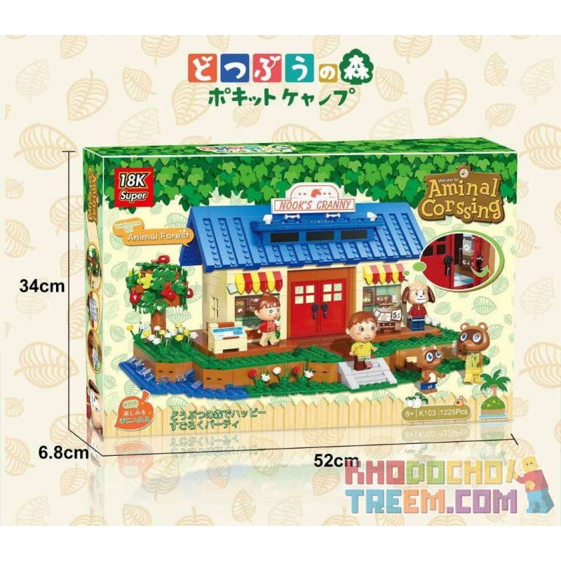 SUPER 18K K103 non  NHÀ NGHỈ ĐỘNG VẬT RỪNG bộ đồ chơi xếp lắp ráp ghép mô hình Movie & Game ANIMAL CROSSING Phim Và Trò Chơi 1225 khối