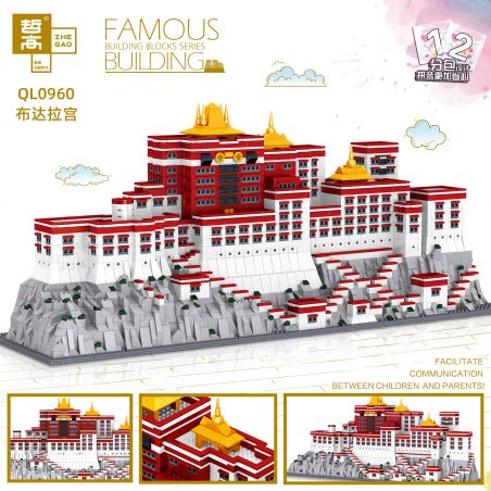 ZHEGAO QL0960 0960 non  CUNG ĐIỆN POTALA TÂY TẠNG TRUNG QUỐC bộ đồ chơi xếp lắp ráp ghép mô hình Architecture Công Trình Kiến Trúc 3649 khối