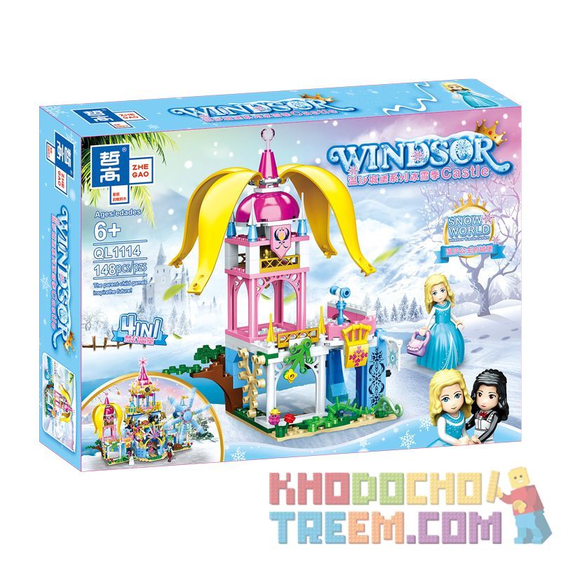 ZHEGAO QL1114-1 1114-1 QL1114-2 1114-2 QL1114-3 1114-3 QL1114-4 1114-4 non  LÂU ĐÀI TƯỞNG TƯỢNG BỐN TRONG MỘT bộ đồ chơi xếp lắp ráp ghép mô hình  WINDSOR Các Bạn Gái 619 khối