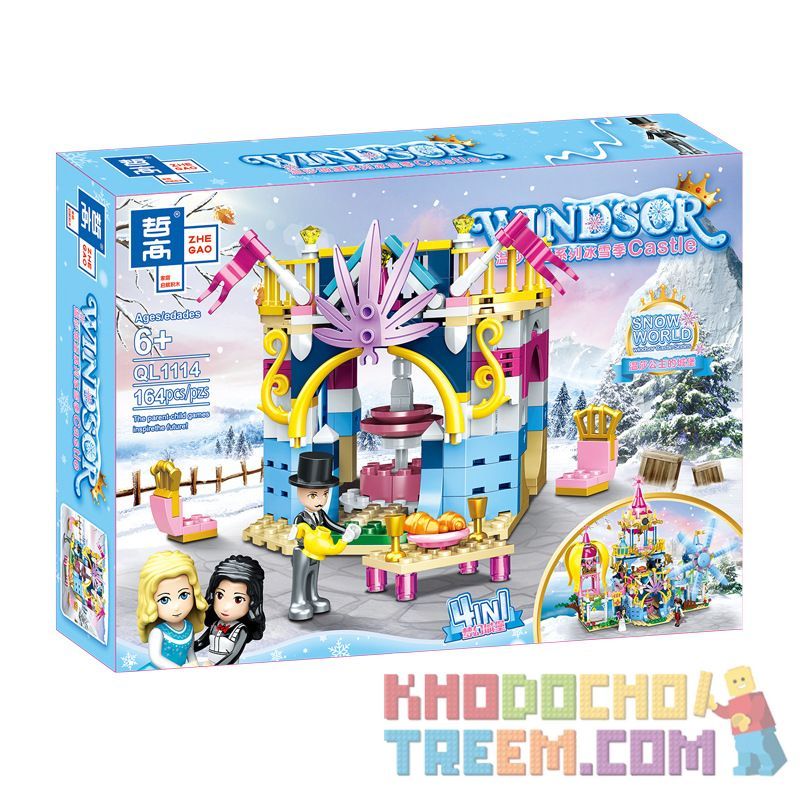 ZHEGAO QL1114-1 1114-1 QL1114-2 1114-2 QL1114-3 1114-3 QL1114-4 1114-4 non  LÂU ĐÀI TƯỞNG TƯỢNG BỐN TRONG MỘT bộ đồ chơi xếp lắp ráp ghép mô hình  WINDSOR Các Bạn Gái 619 khối