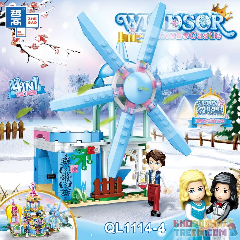 ZHEGAO QL1114-1 1114-1 QL1114-2 1114-2 QL1114-3 1114-3 QL1114-4 1114-4 non  LÂU ĐÀI TƯỞNG TƯỢNG BỐN TRONG MỘT bộ đồ chơi xếp lắp ráp ghép mô hình  WINDSOR Các Bạn Gái 619 khối