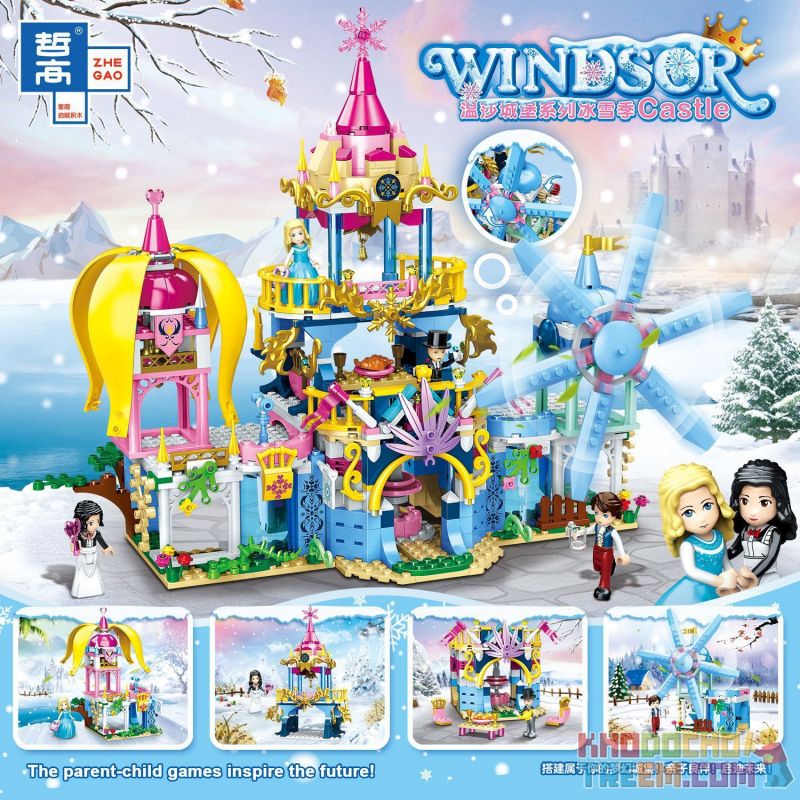 ZHEGAO QL1114-1 1114-1 QL1114-2 1114-2 QL1114-3 1114-3 QL1114-4 1114-4 non  LÂU ĐÀI TƯỞNG TƯỢNG BỐN TRONG MỘT bộ đồ chơi xếp lắp ráp ghép mô hình  WINDSOR Các Bạn Gái 619 khối