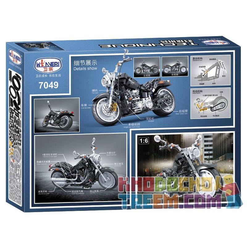 Winner 7049 non  MÔ TÔ MỸ HARLEY 1 6 tỷ lệ 1:6 bộ đồ chơi xếp lắp ráp ghép mô hình  TECHINQUE AMERICAN CHOPPER Kỹ Thuật Công Nghệ Cao Mô Hình Phương Tiện 709 khối