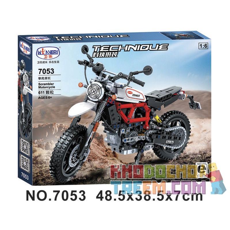 Winner 7053 non  LEO NÚI MÔ TÔ 1 6 tỷ lệ 1:6 bộ đồ chơi xếp lắp ráp ghép mô hình  TECHINQUE SCRAMBLER MOTORCYCLE Kỹ Thuật Công Nghệ Cao Mô Hình Phương Tiện 611 khối