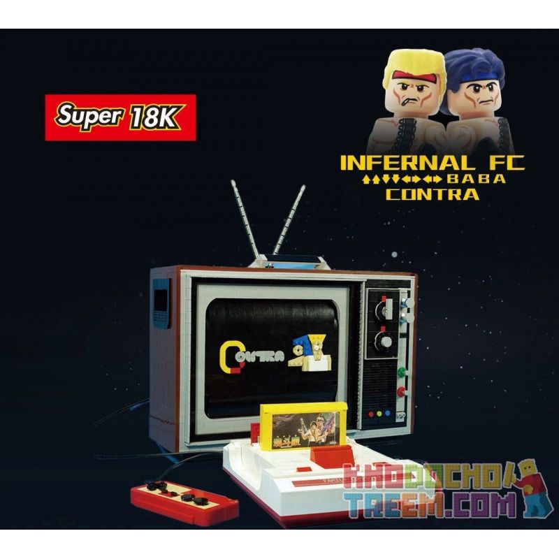 SUPER 18K K1980 1980 K129 non  MÁY ĐỎ TRẮNG CHƠI GAME CONTRA ĐỜI 30 bộ đồ chơi xếp lắp ráp ghép mô hình Creator INFERNAL FC CONTRA Sáng Tạo 2980 khối