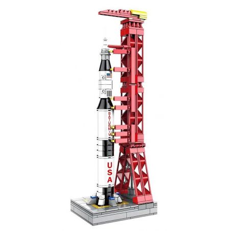 DK 7022 non  XE PHÓNG SATURN 5 bộ đồ chơi xếp lắp ráp ghép mô hình Mini Modular SATURN V CARRIER ROCKET Đường Phố Thu Nhỏ 425 khối