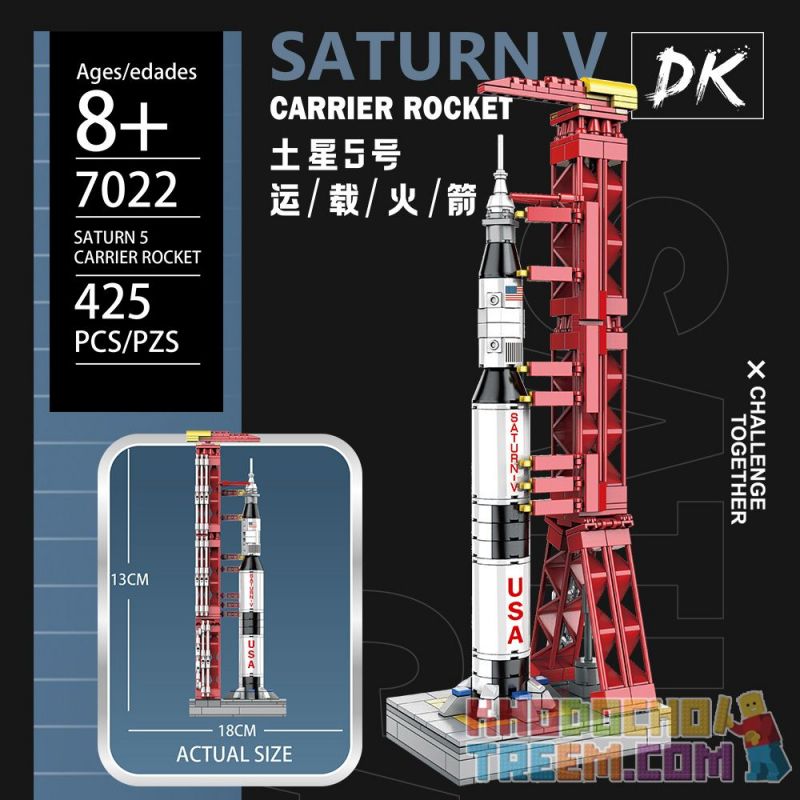 DK 7022 non  XE PHÓNG SATURN 5 bộ đồ chơi xếp lắp ráp ghép mô hình Mini Modular SATURN V CARRIER ROCKET Đường Phố Thu Nhỏ 425 khối