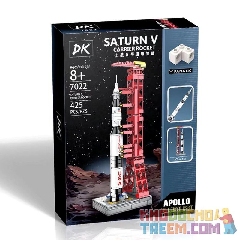 DK 7022 non  XE PHÓNG SATURN 5 bộ đồ chơi xếp lắp ráp ghép mô hình Mini Modular SATURN V CARRIER ROCKET Đường Phố Thu Nhỏ 425 khối