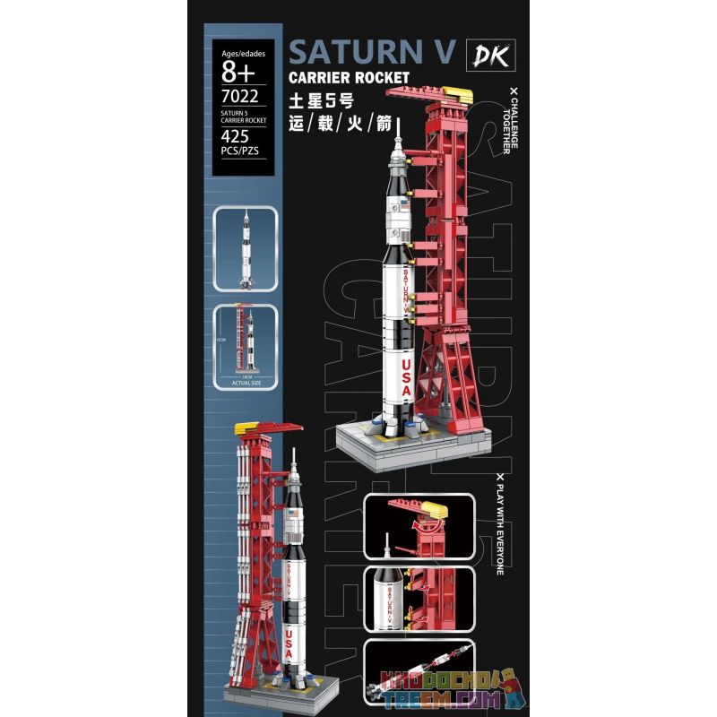DK 7022 non  XE PHÓNG SATURN 5 bộ đồ chơi xếp lắp ráp ghép mô hình Mini Modular SATURN V CARRIER ROCKET Đường Phố Thu Nhỏ 425 khối