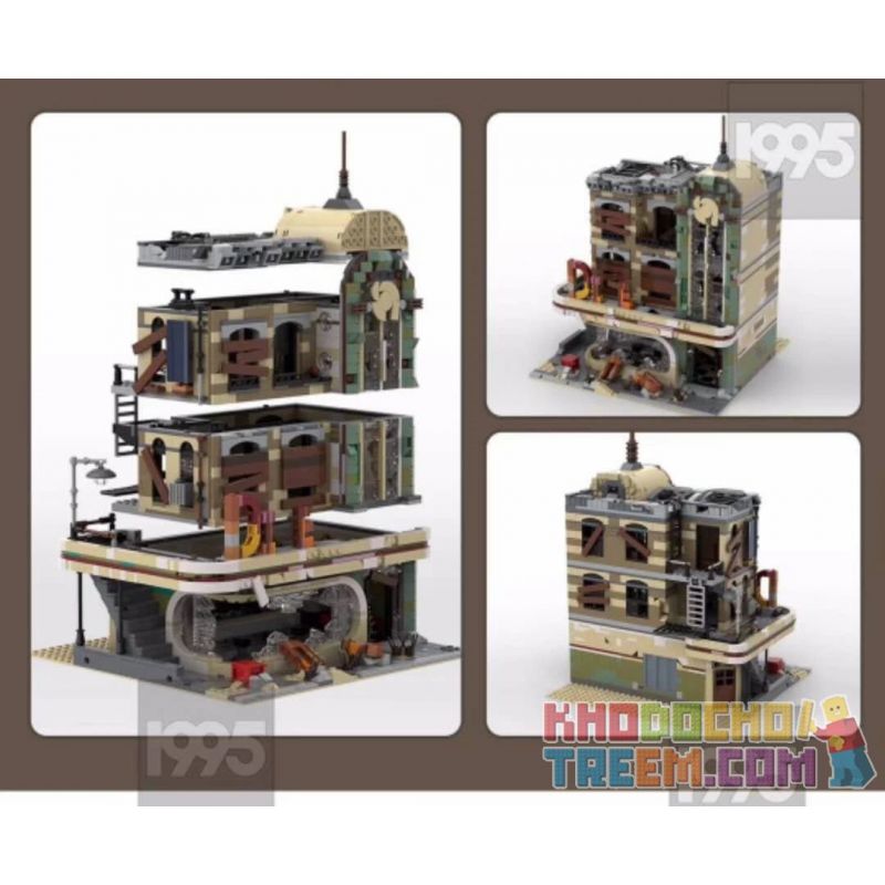 1995 20260 JIESTAR 89101 REBRICKABLE MOC-40173 40173 MOC40173 SUPER 18K K125 non  NHÀ HÀNG HOÀI CỔ bộ đồ chơi xếp lắp ráp ghép mô hình Creator DOWNTOWN DINER - APOCALYPSE VERSION Sáng Tạo 2438 khối