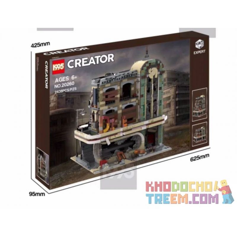 1995 20260 JIESTAR 89101 REBRICKABLE MOC-40173 40173 MOC40173 SUPER 18K K125 non  NHÀ HÀNG HOÀI CỔ bộ đồ chơi xếp lắp ráp ghép mô hình Creator DOWNTOWN DINER - APOCALYPSE VERSION Sáng Tạo 2438 khối