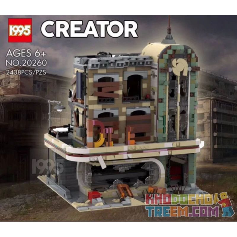 1995 20260 JIESTAR 89101 REBRICKABLE MOC-40173 40173 MOC40173 SUPER 18K K125 non  NHÀ HÀNG HOÀI CỔ bộ đồ chơi xếp lắp ráp ghép mô hình Creator DOWNTOWN DINER - APOCALYPSE VERSION Sáng Tạo 2438 khối