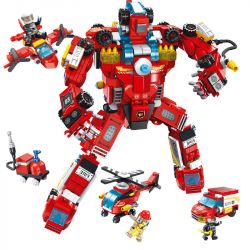 PanlosBrick 638003 Panlos Brick 638003 non  8 TỔ HỢP ROBOT CHỮA CHÁY bộ đồ chơi xếp lắp ráp ghép mô hình Fire Rescure FIRE RESCUE Cứu Hỏa 752 khối