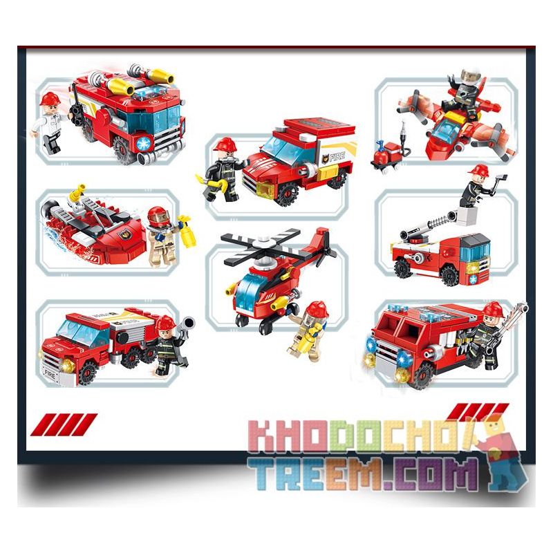 PanlosBrick 638003 Panlos Brick 638003 non  8 TỔ HỢP ROBOT CHỮA CHÁY bộ đồ chơi xếp lắp ráp ghép mô hình Fire Rescure FIRE RESCUE Cứu Hỏa 752 khối