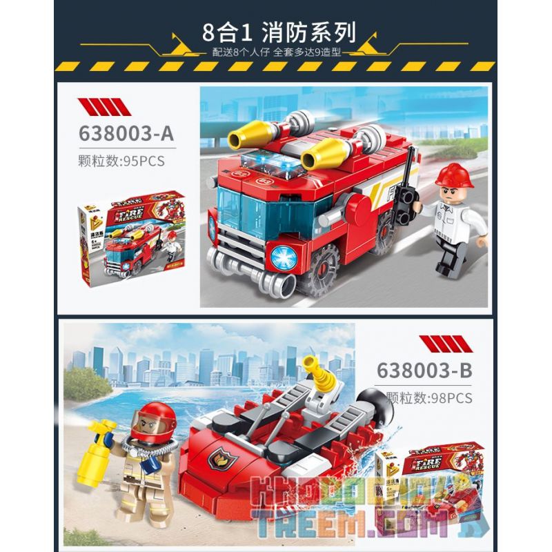 PanlosBrick 638003 Panlos Brick 638003 non  8 TỔ HỢP ROBOT CHỮA CHÁY bộ đồ chơi xếp lắp ráp ghép mô hình Fire Rescure FIRE RESCUE Cứu Hỏa 752 khối