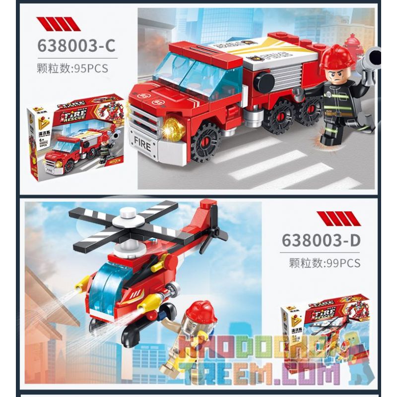 PanlosBrick 638003 Panlos Brick 638003 non  8 TỔ HỢP ROBOT CHỮA CHÁY bộ đồ chơi xếp lắp ráp ghép mô hình Fire Rescure FIRE RESCUE Cứu Hỏa 752 khối