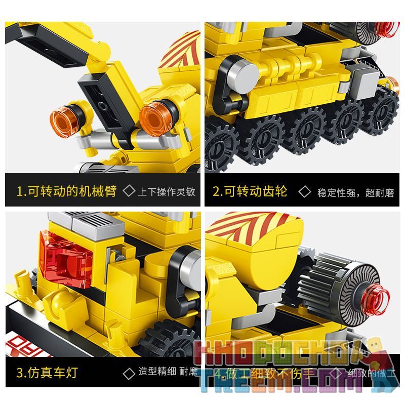 PanlosBrick 605002 Panlos Brick 605002 non  CẦN TRỤC KỸ THUẬT TRỨNG 6 TỔ HỢP bộ đồ chơi xếp lắp ráp ghép mô hình CONSTRUCTION 286 khối