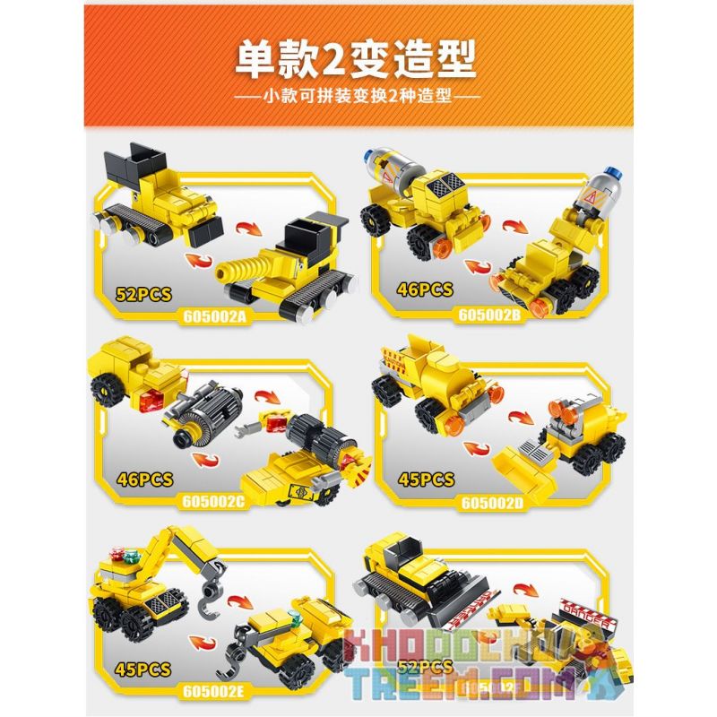 PanlosBrick 605002 Panlos Brick 605002 non  CẦN TRỤC KỸ THUẬT TRỨNG 6 TỔ HỢP bộ đồ chơi xếp lắp ráp ghép mô hình CONSTRUCTION 286 khối