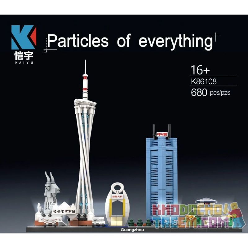 KAIYU K86108 86108 non  ĐƯỜNG CHÂN TRỜI QUẢNG CHÂU bộ đồ chơi xếp lắp ráp ghép mô hình Architecture PARTICLES OF EVERYTHING Công Trình Kiến Trúc 680 khối