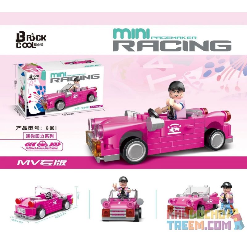 BRICKCOOL K-001 non Lego MV PHIÊN BẢN ĐẶC BIỆT MÀU HỒNG CHUYỂN ĐỔI bộ đồ chơi xếp lắp ráp ghép mô hình Mini Racing Pacemaker MINI PRCEMAKER RACING Đua Xe Mini 83 khối