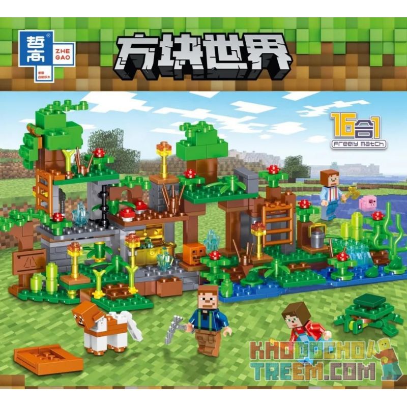 ZHEGAO QL0565 0565 non  VALANGRIA MANOR 16 KẾT HỢP bộ đồ chơi xếp lắp ráp ghép mô hình Minecraft Game Xây Dựng