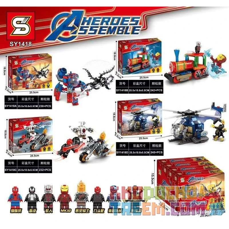 SHENG YUAN SY SY1418A 1418A SY1418B 1418B SY1418C 1418C SY1418D 1418D non Lego 4 XE AVENGERS bộ đồ chơi xếp lắp ráp ghép mô hình Super Heroes HEROES ASSEMBLE Siêu Nhân Anh Hùng 949 khối