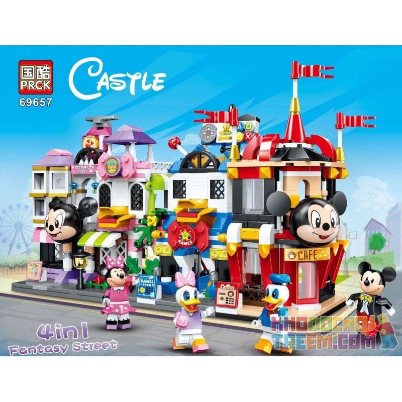 PRCK 69657-1 69657-2 69657-3 69657-4 non Lego FANTASY STREET 4. bộ đồ chơi xếp lắp ráp ghép mô hình Disney Princess CASTLE FANTASY STREET Công Chúa 730 khối
